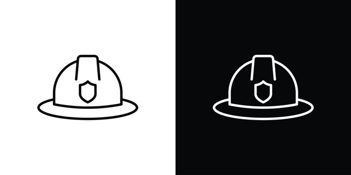 Firefighter hat icon in line design. Editable stroke icon.