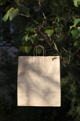 a paper bag on the street with no logo or writing copy space 