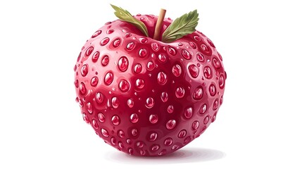 A unique hybrid fruit merges the form of an with the textured skin of a strawberry