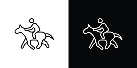 Fototapeta premium Horse riding icon in line design. Editable stroke icon.