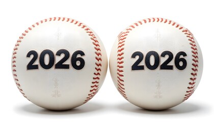 “Two 2026 Baseballs Stacked on White Background”. 2026 baseball
