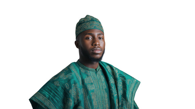 Person in traditional attire for Kwanzaa, AI, PNG