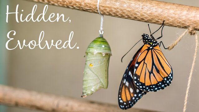A Monarch Butterfly Emerging From Its Cocoon