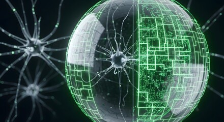 Neural network digital interface, Abstract Digital Brain Network and Neural Connection Background,