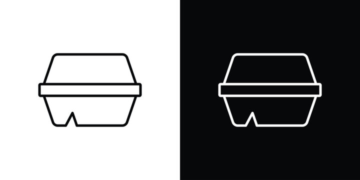 Lunch box icon in line design. Editable stroke icon.