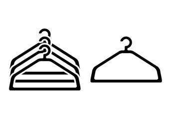 Hanger icons. Many hangers and one. Symbol for the availability of clothing.