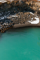 Turquoise water and rock formations on the Skjálfandafljót river, Iceland