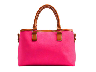 Naklejka premium Pink tote handbag with brown handles, stylish women’s fashion bag isolated on transparent background