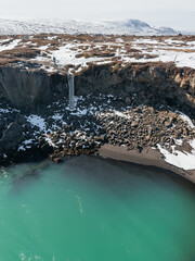 Turquoise water and rock formations on the Skjálfandafljót river, Iceland