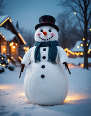 snowman outdoor in a quiet winter wonderland