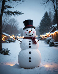 snowman outdoor in a quiet winter wonderland