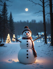 snowman outdoor in a quiet winter wonderland