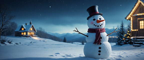 snowman outdoor in a quiet winter wonderland