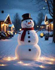 snowman outdoor in a quiet winter wonderland