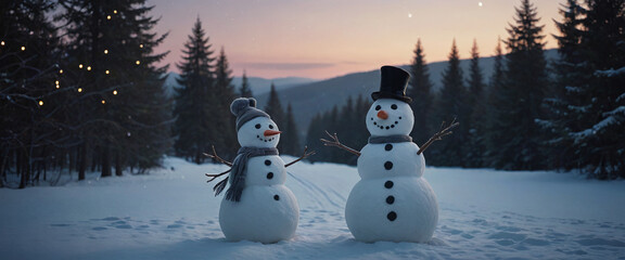 snowman outdoor in a quiet winter wonderland