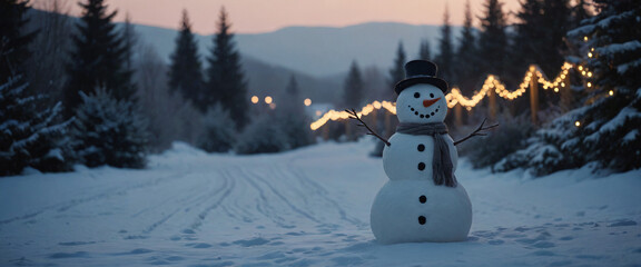 snowman outdoor in a quiet winter wonderland