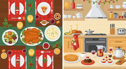 Cozy Holiday Feast and Festive Kitchen Scene A Celebration of Abundance and Warmth