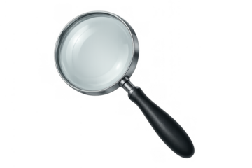 Magnifying glass offering discovery, research and investigating concepts on transparent background