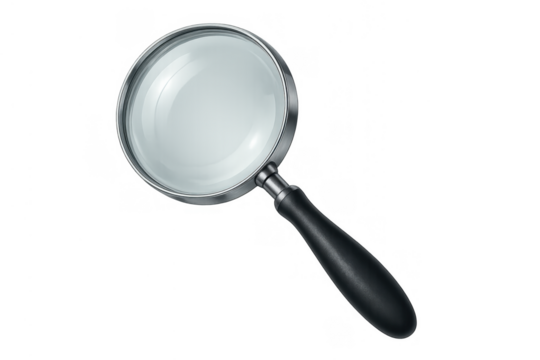 Magnifying glass offering discovery, research and investigating concepts on transparent background
