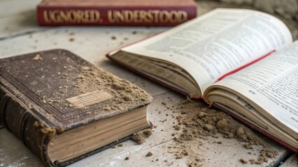 Dusty old books and an open highlighted page