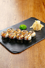 japan sushi rolls with salmon