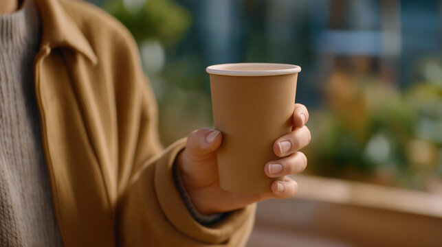 A café offering discounts for reusable cups, with a wall display showing waste reduction statistics — circular hospitality model, sustainable incentives, and customer engagement. cinematic color