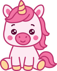 Cute cartoon Unicorn Illustration for kids