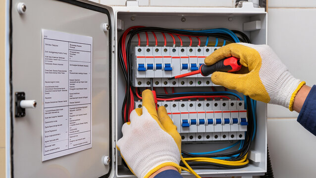 electrician at work - Powered by Adobe