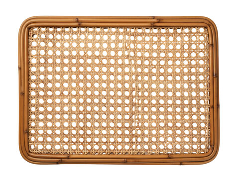 Woven Rattan Cane Webbing Texture Background Isolated on White