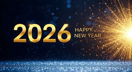 2026 happy new year gold sparkle celebration background