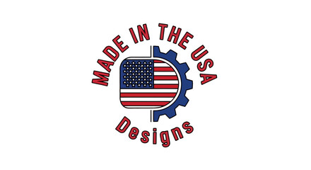 Creative graphic illustrating homegrown production excellence and engineering ingenuity, symbolizing American craftsmanship and quality design standards