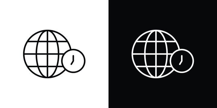 Time zones icon in line design. Editable stroke icon.