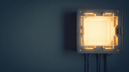 Glowing central processing unit (CPU) concept art against a dark backdrop