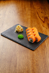 japan sushi rolls with salmon