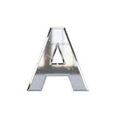 A Silver Metallic Letter A Isolated on a Black Background with Subtle Distressed Texture Ideal for Graphic Design and Branding Projects