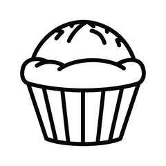 Simple outline illustration of a delicious baked muffin or cupcake, perfect for bakery menus or dessert icons
