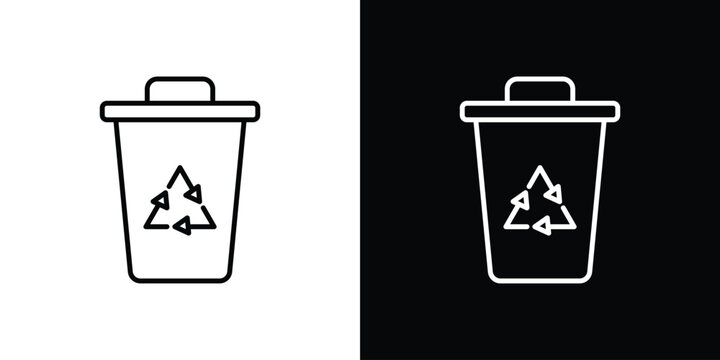 Trash compactor icon in line design. Editable stroke icon.