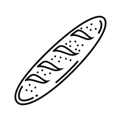 Classic french baguette bread in a simple line art style, perfect for bakery logos or foodrelated designs