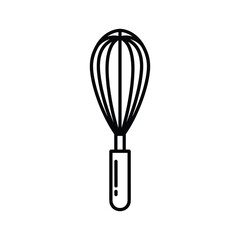 Basic kitchen whisk utensil in a clean line art style, ideal for cooking blogs or culinary icons