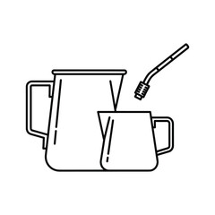 Line art illustration of two pitchers and a bombilla straw, commonly used for serving and drinking mate tea