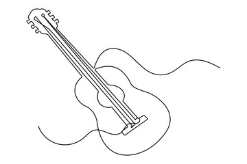 Obraz premium Minimalist style acoustic guitar illustration continuous line drawing instrument