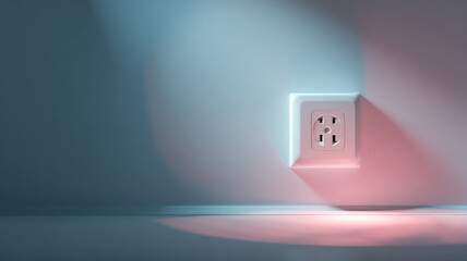 A solitary wall outlet under a gradient lighting effect