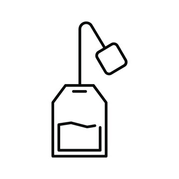 Teabag icon with string and tag, representing a single serving of tea, isolated on