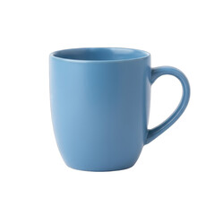 A Single Blue Ceramic Coffee Mug With A Handle Isolated On A Transparent Background With Soft Lighting
