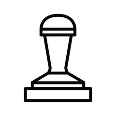 A simple black and white line art illustration of a rubber stamp, commonly used for official documents or crafting