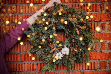 Christmas wreath prepared for celebration.