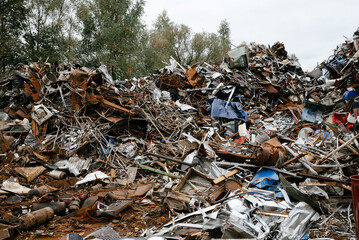 Pile of Scrap Metal in Recycling Yard