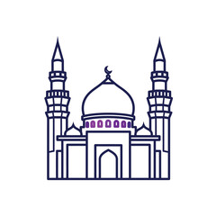 Illustration of a mosque with purple color