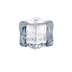 A Single Clear Ice Cube with Jagged Edges and Internal Bubbles Isolated on a Black Background with Soft Studio Lighting