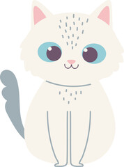Cute White Cat Cartoon Illustration